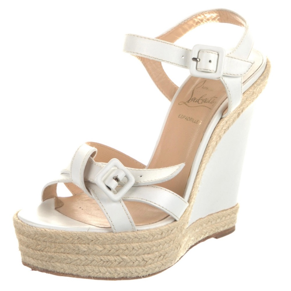 Louboutin white leather espadrilles